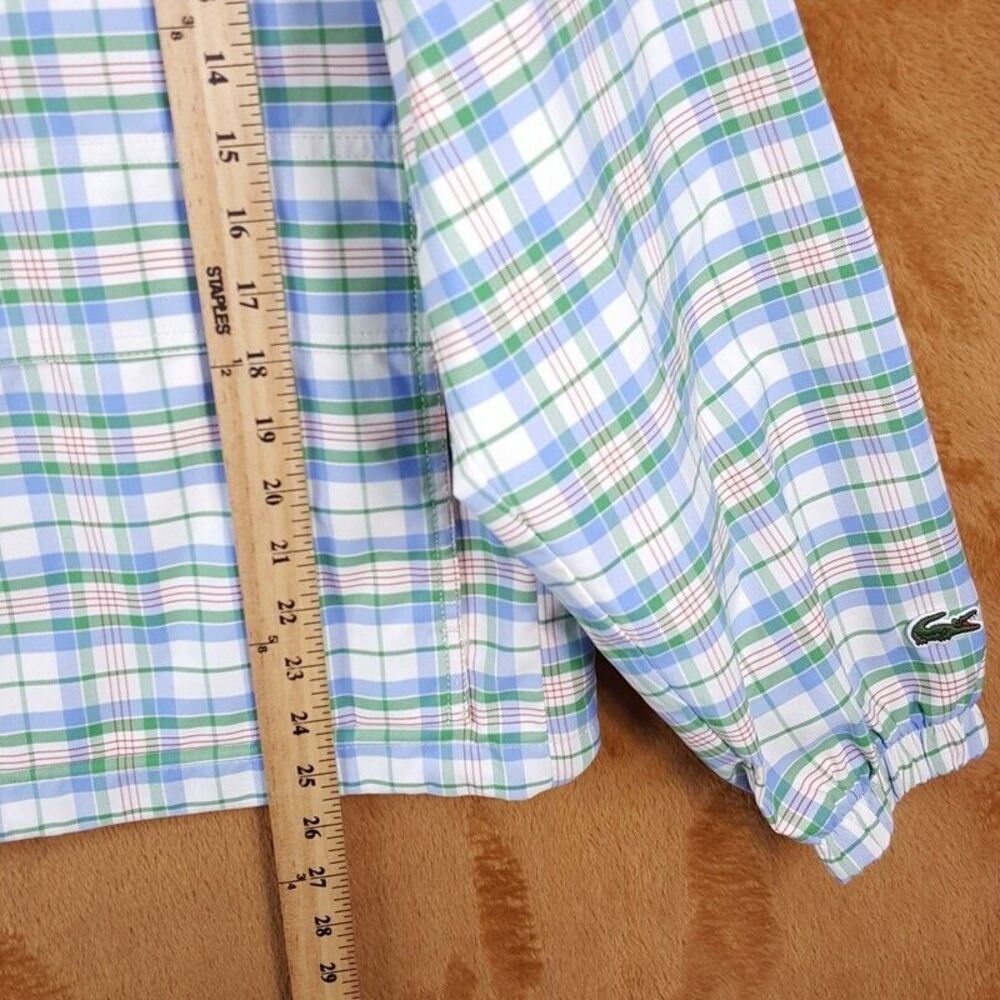 LACOSTE Mens Rain Jacket Small Blue Green Plaid Zip Up Hooded Checkered KARIERTE - Picture 15 of 16